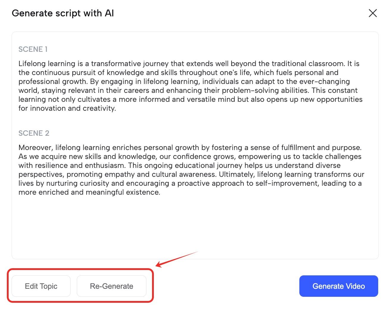 topic-to-video-script-result